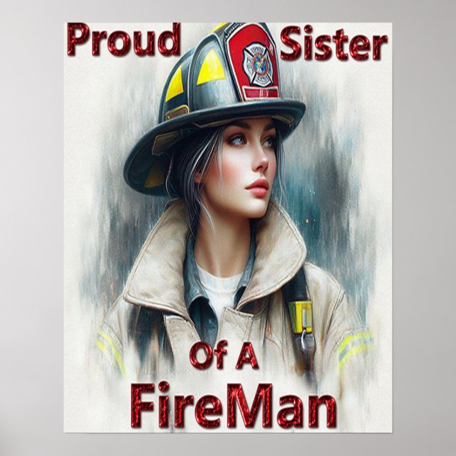 Póster Orgullosa Hermana De La Indecisión De FireFighter (Frente)