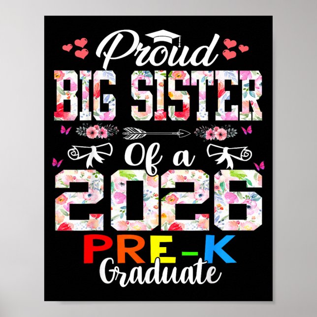 Póster Orgullosa hermana mayor de madres graduadas de pre (Frente)