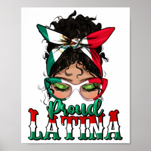 Póster Orgullosa Latina Messy Bun Mama Lady Chica Cinc Me