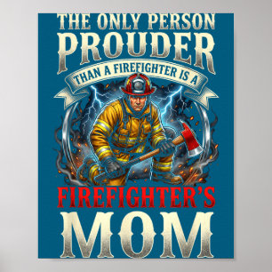 Póster Orgullosa madre bombero Departamento de Bomberos A