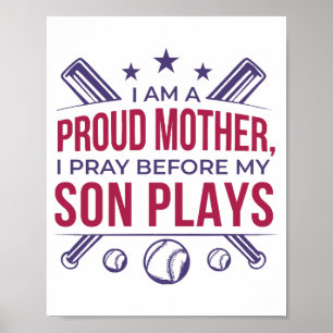 Póster Orgullosa Madre De Béisbol Que Rezo Antes De Jugar