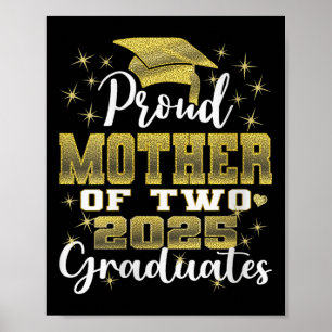 Póster Orgullosa Madre De Dos Graduados 2025 Graduati Muj