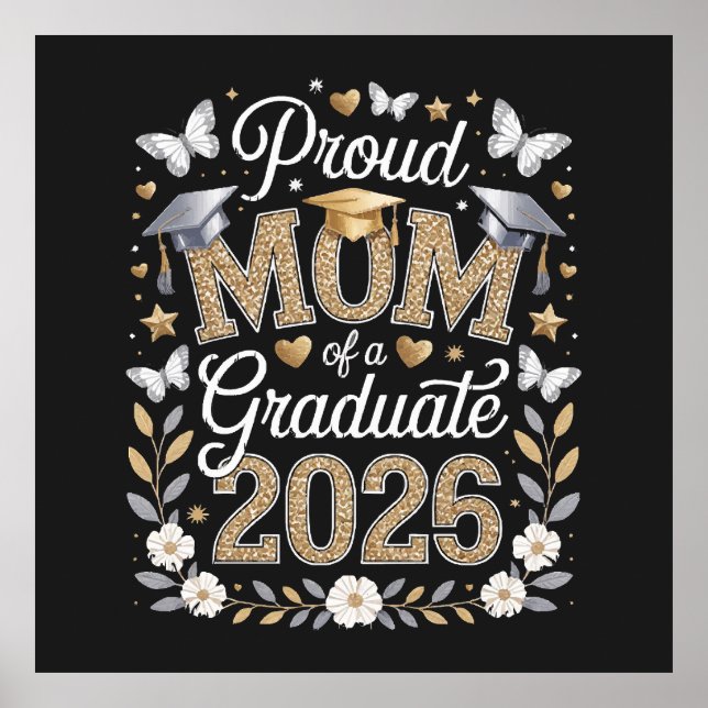 Póster Orgullosa madre de una graduada de 2026 (Frente)
