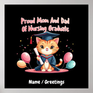 Póster Orgullosa madre y padre de un graduado de Enfermer