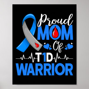 Póster Orgullosa Mamá A Guerrero De La Diabetes Insulina