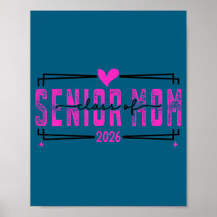 Póster Orgullosa mamá clase superior de 2026 lazo rosa