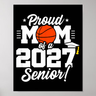 Póster Orgullosa mamá de baloncesto del último año de la 