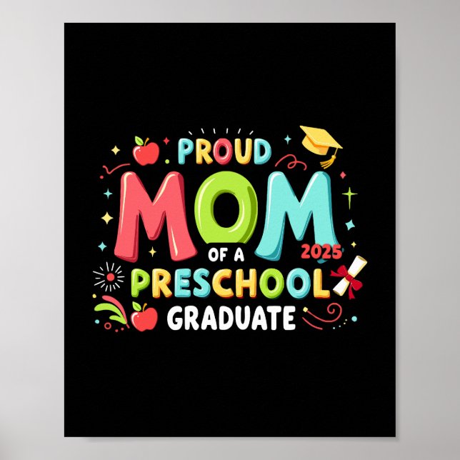 Póster Orgullosa Mamá De Un Graduado De Preescolar (Frente)