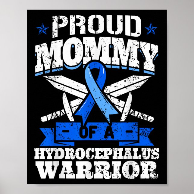 Póster Orgullosa Mamá De Un Hydrocephalus Warrior Concien (Frente)