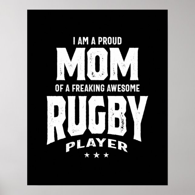 Póster Orgullosa Mamá De Un Impresionante Jugador De Rugb (Frente)