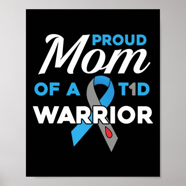 Póster Orgullosa Mamá Del Guerrero De La Diabetes, Concie (Frente)