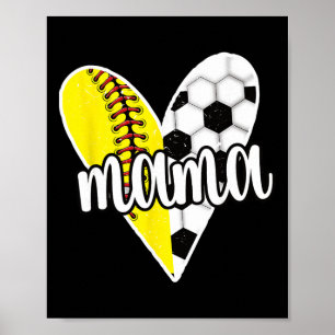 Póster Orgullosa Mamá Jugadora de Fútbol Softll Ll Mamá 