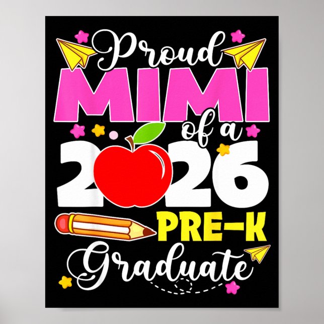 Póster Orgullosa mimi de graduada de prekín de 2026 día d (Frente)