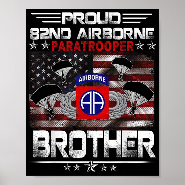 Póster Orgulloso 82.º Paracaidista Aéreo Bandera De Los E (Frente)