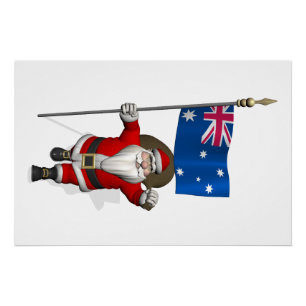 Póster Orgulloso Aussie Santa Claus