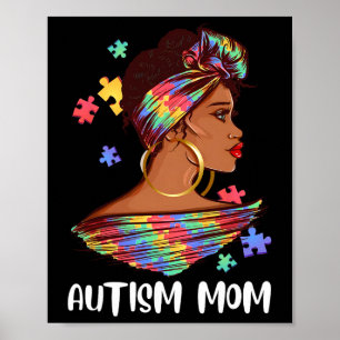 Póster Orgulloso autismo Mamá afro rompe regalo de concie