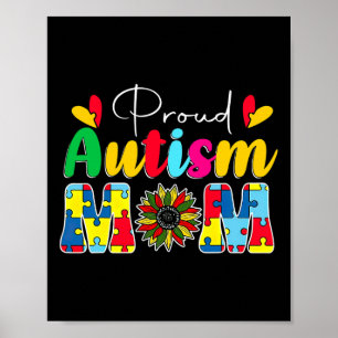 Póster Orgulloso Autismo Mamá Conciencia Girasol