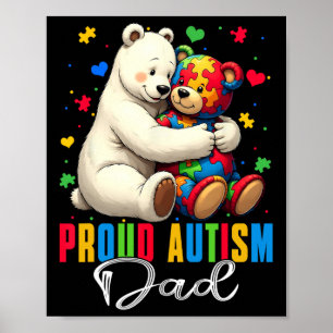 Póster Orgulloso Autismo Papá Sufre Autismo Conciencia Au