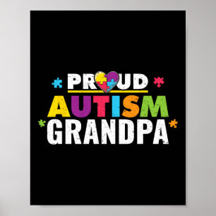 Póster Orgulloso autismo Pieza de rompecabezas del abuelo