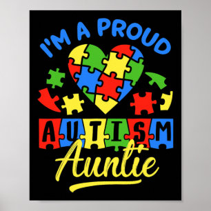 Póster Orgulloso autismo, tía conciencia de la niebla aut