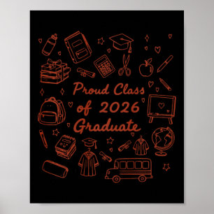 Póster Orgulloso Cl De Graduado De 2026 Doodle Graduación