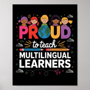 Póster Orgulloso de enseñar a estudiantes multilingües Or