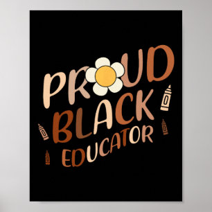 Póster Orgulloso Educador Negro Profesor Groovy Historia 