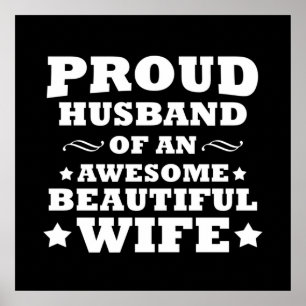 Póster orgulloso esposo de una esposa increíble y hermosa