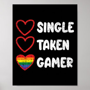Póster Orgulloso Gamer Gay Soltero Tomado Bandera LGBT-q