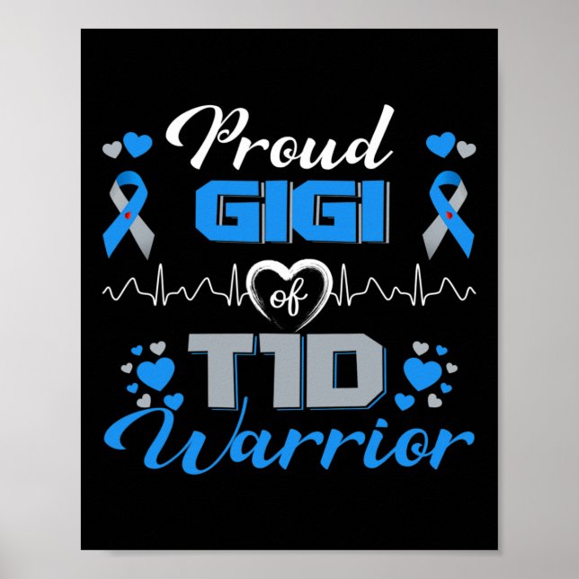 Póster Orgulloso Gigi De Guerrero Del T1d Con Conciencia  (Frente)