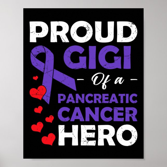 Póster Orgulloso Gigi De Un Guerrero Del Cáncer Pancreáti (Frente)