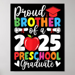 Póster Orgulloso hermano Cl de 2025 Graduado de preescola