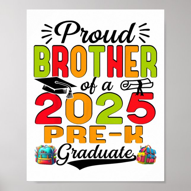 Póster Orgulloso Hermano del Día del Padre de Graduados P (Frente)