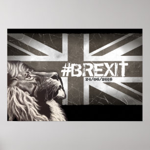 Póster Orgulloso león Personalizar del Brexit, fecha 24/0