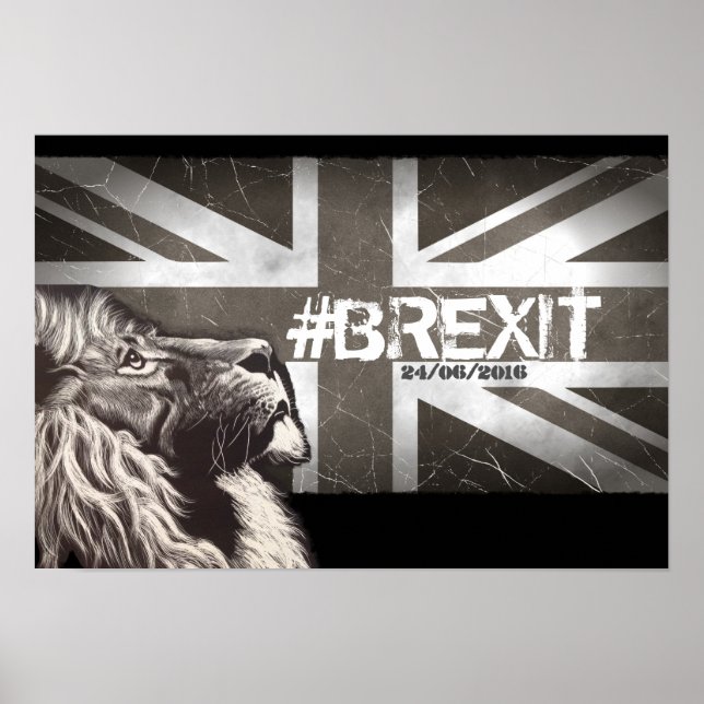 Póster Orgulloso león Personalizar del Brexit, fecha 24/0 (Frente)