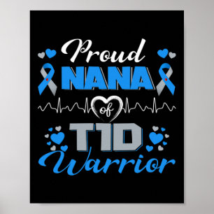 Póster Orgulloso Nana De Guerrero Del T1d De La Diabetes 