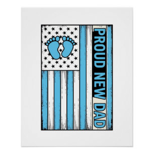 Póster Orgulloso Nuevo Papá Bandera de Pies de Bebé Diseñ