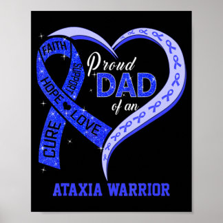 Póster Orgulloso Papá De Un Guerrero Ataxia Cinta Azul