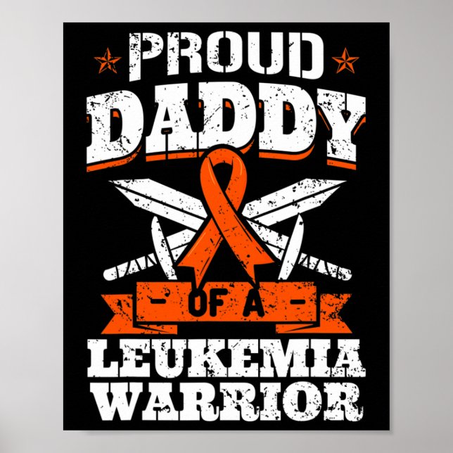 Póster Orgulloso Papi De Un Guerrero De La Leucemia, Padr (Frente)