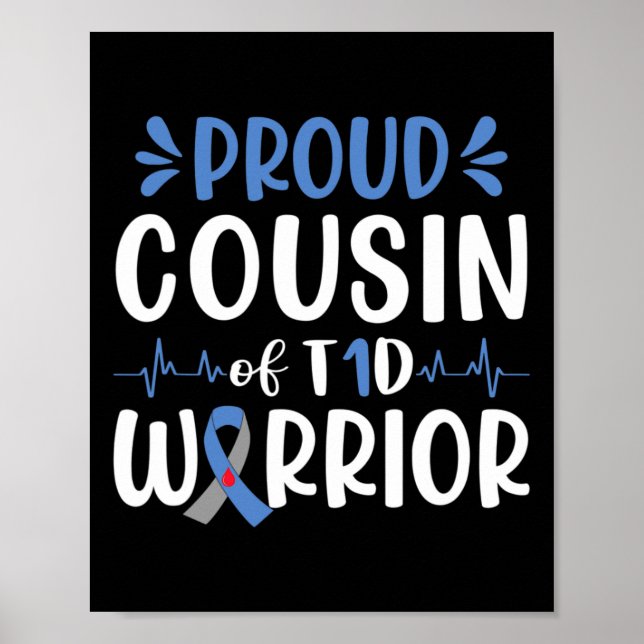 Póster Orgulloso Primo De Guerrero De T1d Diabetes Sensib (Frente)