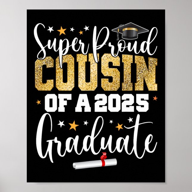 Póster Orgulloso Primo De Un Graduado Superior De 2025 (Frente)