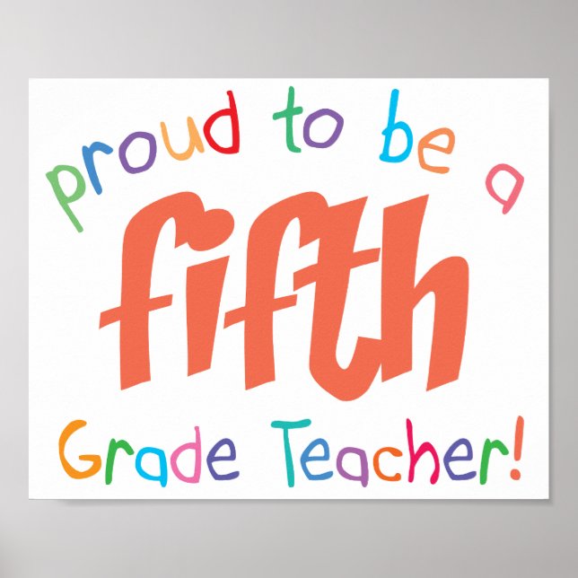 Póster Orgulloso profesor de quinto grado (Frente)