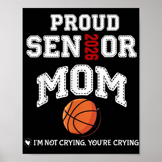 Póster Orgulloso Senior Mom 2026 Graduation Basketball Pl (Frente)