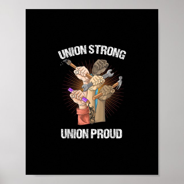 Póster Orgulloso sindical - Fiesta laboral - Día del Trab (Frente)