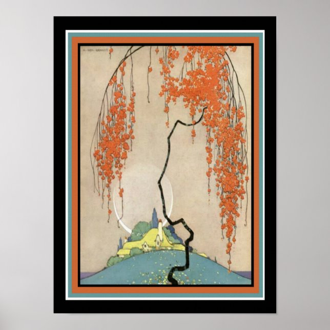 Póster Oriental Art Deco Print 12 x 16 (Frente)