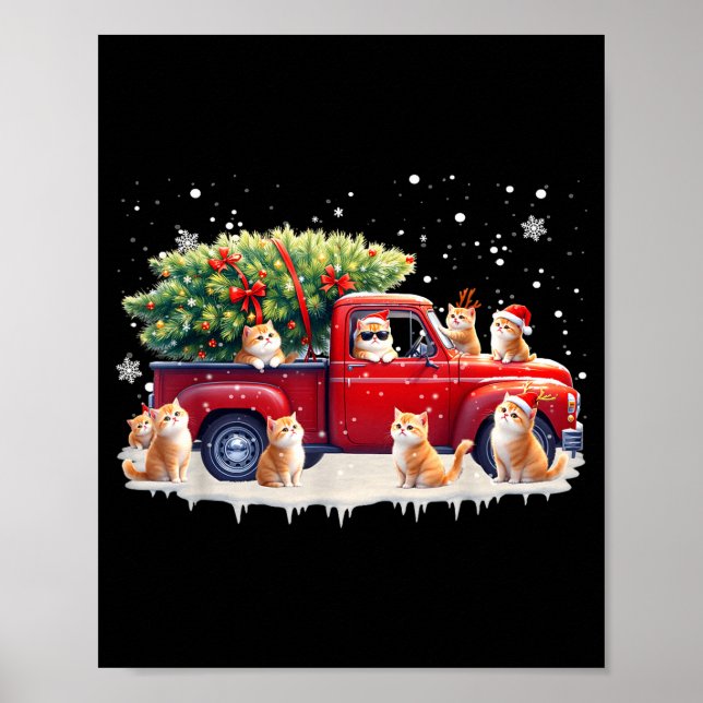 Póster Oriental Cat Red Truck Christmas Tree Santa Ugly X (Frente)