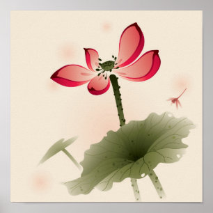 Póster Oriental style Lotus
