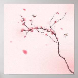 Póster Oriental style painting, cherry blossom