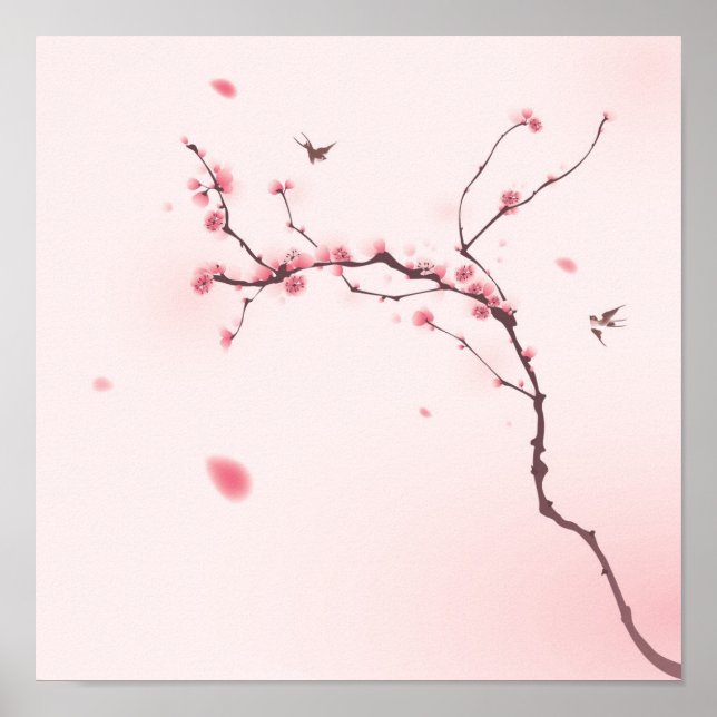 Póster Oriental style painting, cherry blossom (Frente)