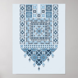 Póster Oriente Medio Árabe Moderno Cute Tatreez Azul